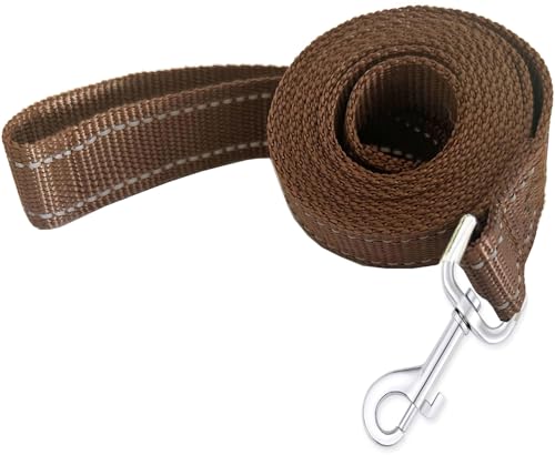 Reflective Dog Leash 4Ft /5 Foot /6 Feet Long, 1 Inch Wide, for Small and Medium Dogs - color: Reflective Brown, size: 1'' x 4 FT