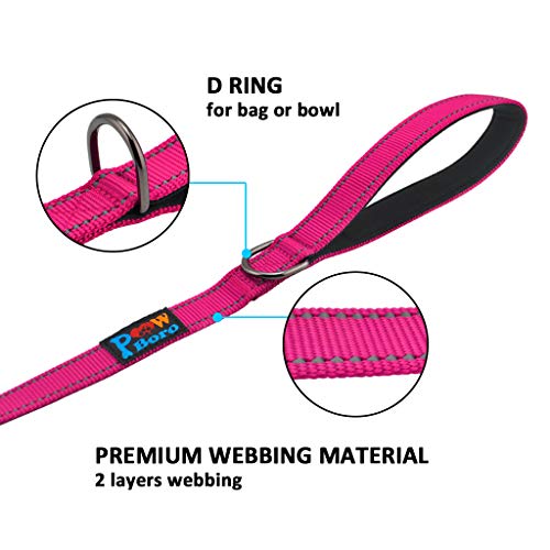 Powboro Double Handle Dog Leash, Heavy Duty Leash, Traffic Padded Handle, Reflective Stitching,6ft Long Dog Lead for Control All Dog Safety Training Walking Hiking (Rose Pink) - color: Rose Pink