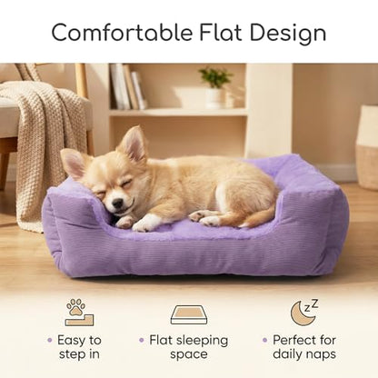 Tiny Dog Bed 18 Inch for Extra Small Dogs, Soft Rectangle Puppy Bed with Plush Surface, Washable Small Pet Bed,Purple - color: Purple, size: 18"x14"x4"
