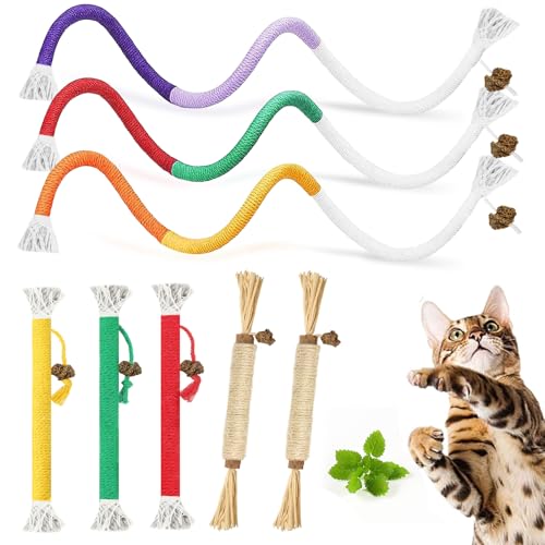 Cat Toys Silvervine Sticks - 8Pack Natural Silvervine Sticks for Cats, Cat Chew Toy for Teeth Cleaning, Interactive Kitten Chew Ropes to Redirect Chewing Habits, Kitty Chew Sticks - style: Cat Toys 8Pack