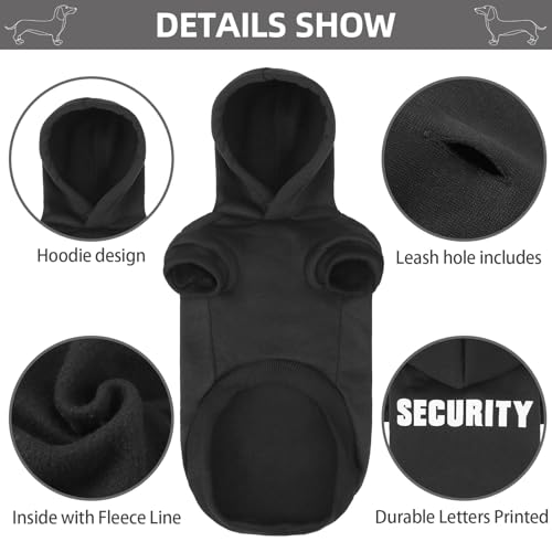 BINGPET Security Dog Hoodies Dachshund Sweater Cold Weather Dog Coats Soft Brushed Fleece Pet Clothes Hooded Sweatshirt for Dog Cat - color: #1 Black(Security), size: Large (Dachshund Recommend)