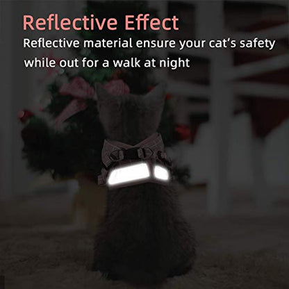 Cat & Dog Vest Harness - All Weather Mesh, Reflective Strap, Step-in Adjustable for Small Cats & Dogs (Pink-Pattern) - color: Pink-pattern, size: X-Small (Chest: 8"-9")