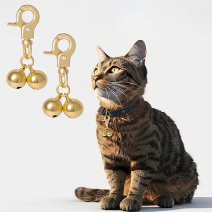 Xthrotsenk 2 Pcs Gold Bells for Dog Collars Cat Bell for Pet Collar Pet Bell with Heavy Duty Snap Clips Pet Pendant Accessories Pet Christmas Gift Training Pet Collar Charms