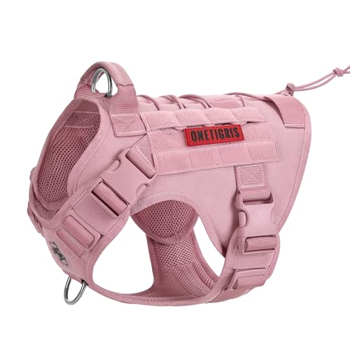 OneTigris Tactical Dog Harness Vest,No-Pull Service Dog Vest with Hook & Loop Panels,Adjustable Dog Vest Harness for Walking Hiking Training(Pink,XXS) - color: Pink, size: XX-Small