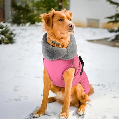 Dog Coat Small, Windproof Dog Jacket with Warm Fleece Lining, Thickened Collar Dogs Winter Coat, Adjustable Reflective Pet Coats for Cold Weather (Pink, Small) - color: Pink, size: Small