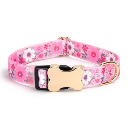 Personalized Custom Customized Silent No Jingle Dog Collar with Engraved ID Dog Name Phone Number/Dog Collars for Puppy X-Small Small Medium Large X-Large Boy Girl Dogs-New Pink Flower-XS - color: 1 New Pink Flower, size: X-Small (0.6" *7.8"-11.8")