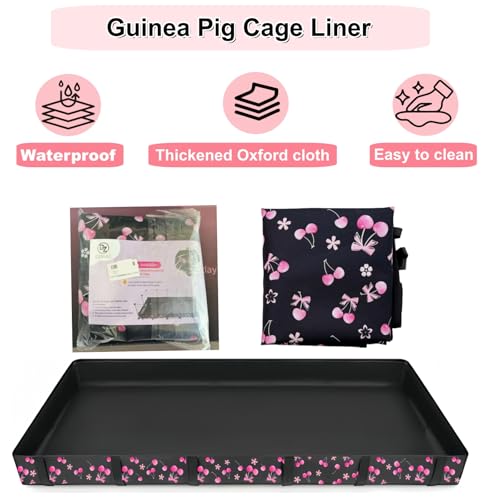 DZWLKJ Guinea Pig Cage Liner,Washable Tarp Bottom Base,Cherry Graphic,28"x42", Reusable for Rabbit, Chinchilla, Hedgehog, Ferret & Other Small Animals. - size: C&C 2x3(28x42 inches)