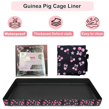 DZWLKJ Guinea Pig Cage Liner,Washable Tarp Bottom Base,Cherry Graphic,42"x56", Reusable for Rabbit, Chinchilla, Hedgehog, Ferret & Other Small Animals. - size: C&C 3x4(42x56 inches)