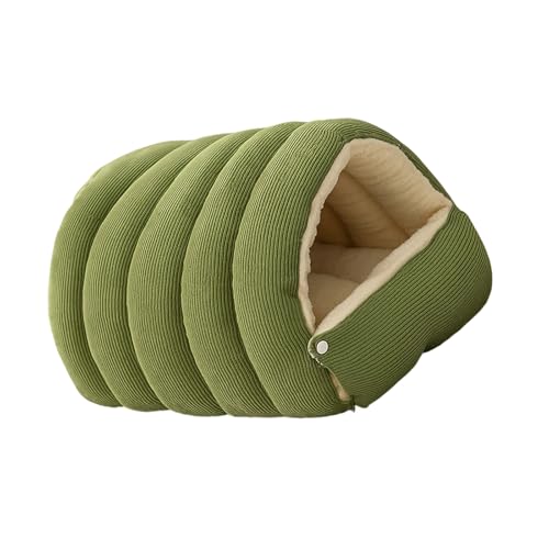 Rulbelok Enclosed Washable Cats Shelter Soft Cotton Filling Velvets Cover Stress Reducing Bed Nonslip Base Home Decors Piece Nonslip Base Cats House - color: Light Green, size: Medium size