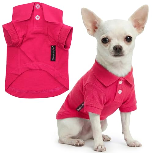 Parisian Pet Dog Polo Shirt – Classic Pink Cotton Pet Apparel with Collar & Buttons - Soft Breathable Puppy T-Shirt - Cute Dog Clothes - Ideal Summer Clothes for Small Dogs - Shirts for Dogs Girl - color: Pink Polo, size: XXS