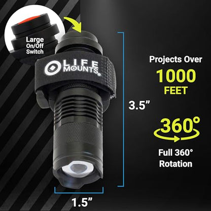 Life Mounts Firefighter Helmet Light - 3.5"x1.5", White LED - 360° Rotation Side Mount Hard Hat Light - Quick Detach & Handheld Fire Helmet Flashlight - Weatherproof Headlamp for Hard Hat Brim - color: White LED, size: 3.5"x1.5" - Tactical Helmet Light