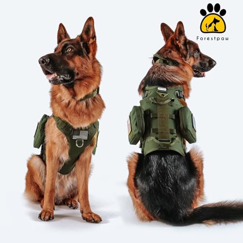 Dog Harness Medium Sized,Tactical Dog Harness with Handle,No Pull Military Style Service Dog Vest with Pockets Adjustable for Medium Dogs,Green,Chest 17-25" - color: Green, size: S:Chest 17-25",Fit 20-35lbs
