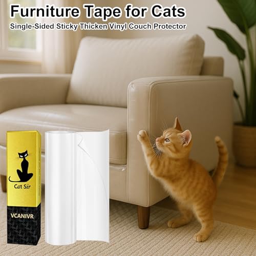 Cat Couch Protector 15.7" x 118" Thickened Anti Cat Scratch Furniture Protector 100% Transparent Free Cutting Couch Protector for Door Wall - size: 15.7" x 118"
