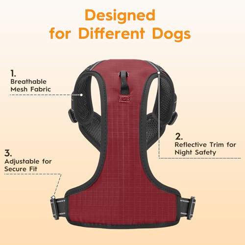 No Pull Dog Harness, No Chock Reflective Adjustable Soft Padded Pet Vest with Easy Control Handle, Easy Wearing with Stylish, Reinforced Knot, 2 Buckles - color: Neon Fuchsia, size: X-Small