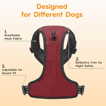 No Pull Dog Harness, No Chock Reflective Adjustable Soft Padded Pet Vest with Easy Control Handle, Easy Wearing with Stylish, Reinforced Knot, 2 Buckles - color: Neon Fuchsia, size: X-Small