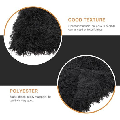 Ciieeo Fluffy Pet Pad Double-Layer Plush Dog Blanket Warm Soft Crate Mat Anti-Slip Cushion for Small Medium Large Dogs and Cats Deep Gray S