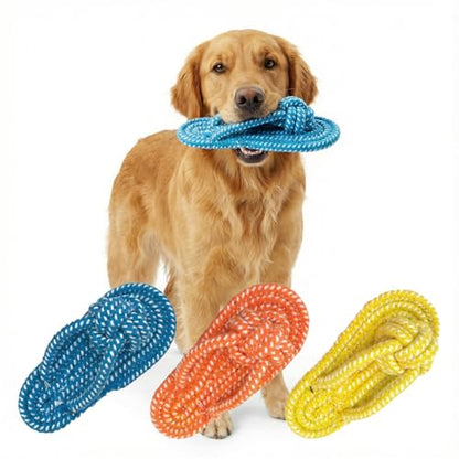 Dog Rope Toys 3 Pack, Flip Flop Shaped Cotton Rope Chew Toys for Small Medium Dogs, Interactive Tug Puppy Toys for Teeth Cleaning, Blue Orange Yellow - size: 3 slippers