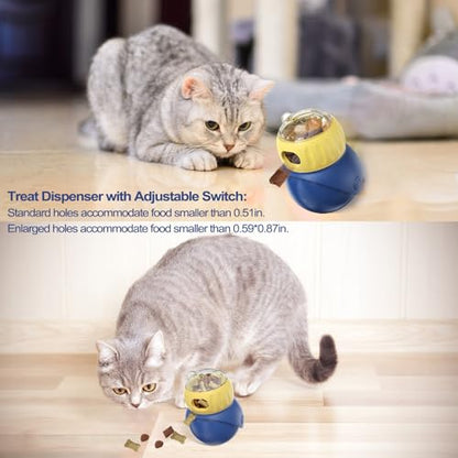BSISUERM Cat Interactive Toys for Indoor Cats Adjustable Treat Puzzle Food Dispenser Weight Loss Tumbler Slow Feeder Fun Kitty Sliding Rolling Ball Enrichment Toy for Kitten Adult Cats Small Dogs