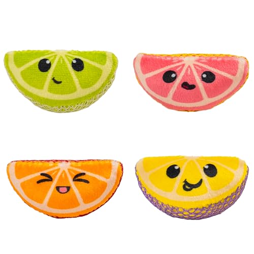Catstages Dental Fruit Wedges 4 Pk, Soft and Textured Catnip Chew Toys That Help Clean Teeth, Multicolored - color: Fruit Wedges, size: One-Size