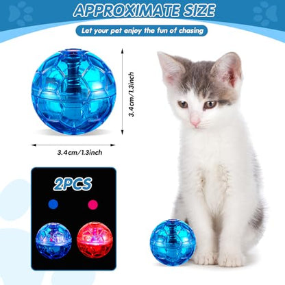Sratte 2 Pcs Ghost Hunting Cat Ball Activated Cat Toy Motion LED Light Pet Balls Motion Dog Interactive Pet Toys Glowing Mini Running Exercise Supplies for Animals Activity (Rose Red,Light Blue) - color: Rose Red, Light Blue