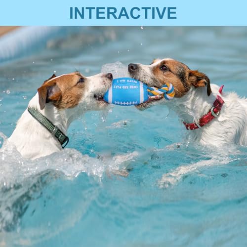 BEAUTYZOO Floating Dog Pool Toys for Small/Medium Dogs - Durable Chew-Resistant Squeaky Water Dog Toy with Rope, Interactive Fetch & Tug of War, Summer Swimming Beach Play (Oxford Fabric) - color: Blue