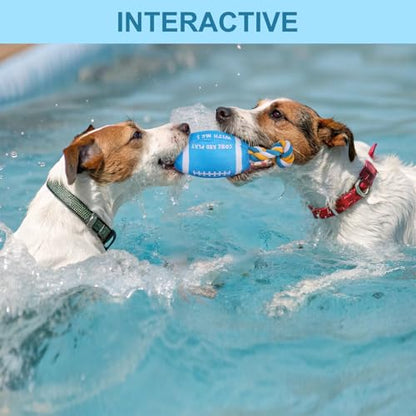 BEAUTYZOO Floating Dog Pool Toys for Small/Medium Dogs - Durable Chew-Resistant Squeaky Water Dog Toy with Rope, Interactive Fetch & Tug of War, Summer Swimming Beach Play (Oxford Fabric) - color: Blue