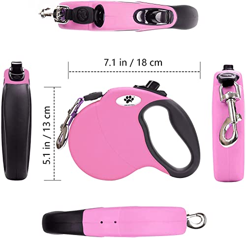 16 ft Retractable Dog Leash for Large Dogs up to 110 lbs,Tangle-Free Nylon Tape,Pink L - color: pink, size: Large