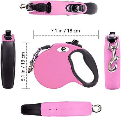 16 ft Retractable Dog Leash for Large Dogs up to 110 lbs,Tangle-Free Nylon Tape,Pink L - color: pink, size: Large