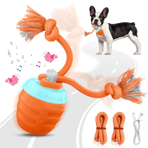 Interactive Dog Toys Ball - New Upgraded Chase Buddy Dog Toy for Small Dogs, Automatic Moving and Rolling Dogs Ball for Boredom, USB Rechargeable(Light Orange)