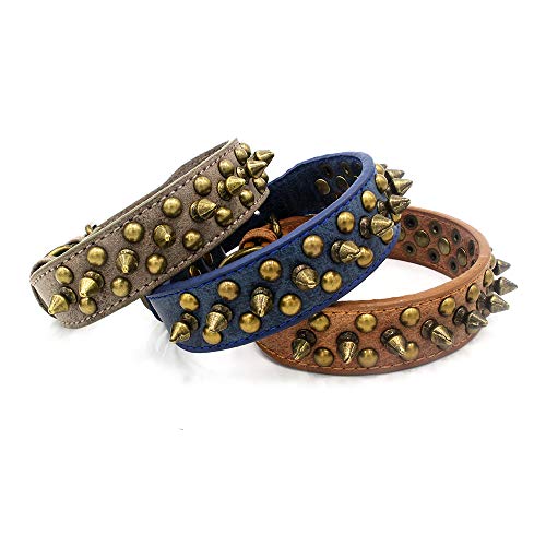 Spiked Dog Collar Soft Pu Leather Mushrooms Rivet Spike Studded Puppy Adjustable Pet Collars for Small Breeds (S, Blue1) - color: Blue1, size: Small