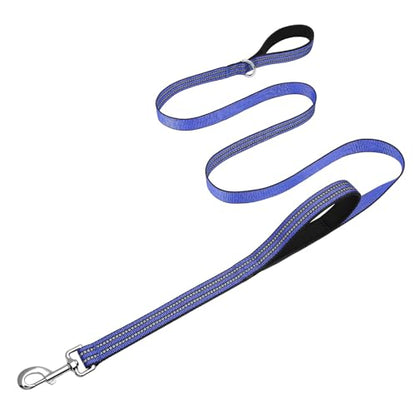 Hikiko Heavy Duty Dog Leash Strong Two Padded Soft Handles Dog Leash for Medium and Large Dogs (Blue,4FT) - color: Blue, size: 1 in x 4 ft