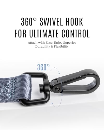 Fei & Eve Classic Dog Leash - 6FT, Dual Padded Handles, 360° Swivel Hook, Heavy Duty 210D Nylon - No-Pull Design with Traffic Control Handle - for Small/Medium/Large Dogs, Blue - color: Dusk Blue, size: 6FT
