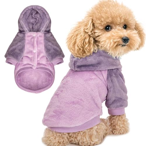 FabriCastle Dog Hoodie Sweater for Small Dogs Boy and Girl, Small Dog Clothes XS XXS Puppy Sweatshirt, Pet Outfit, Cat Clothing Super Soft Warm Snap On Closure (Lavender-Purple, X-Small) - color: Lavender-Purple, size: X-Small
