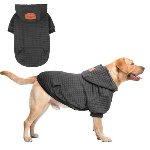BEAUTYZOO Dog Hoodie for Small Medium Large Dogs, Winter Fall Warm Dog Clothes for Puppy S M Sized Dogs Girl Boy, Dog Sweater Shirt Hoodies with Pocket Bulldog Pitbull Cat Clothing Coat - color: Black, size: L (Back: 20",Chest: 28", Neck: 17")