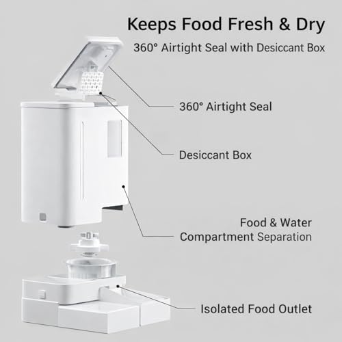 Wi-Fi Automatic Pet Feeder and Waterer for Cats&Dogs, 2-in-1 Set 5L Large Capacity for 2 Weeks, Intuitive App Operation, 2 Way Power Supply, Detachable for Cleaning