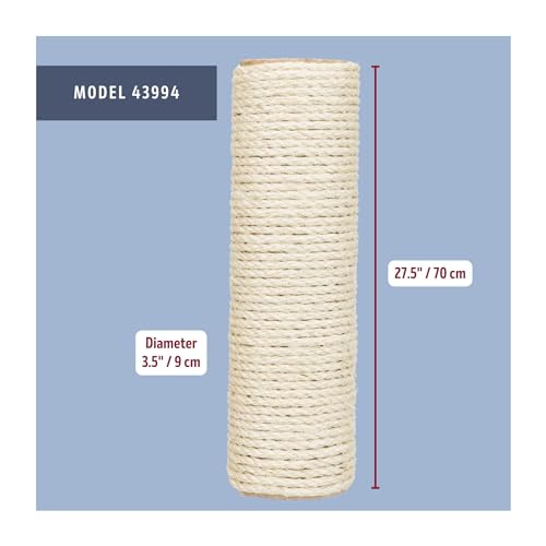 Trixie Replacement Sisal Post for Scratching Posts, Cat Trees and Cat Towers, 3.5 in x 11.8 in (9 x 30 cm) - size: 9/70 cm