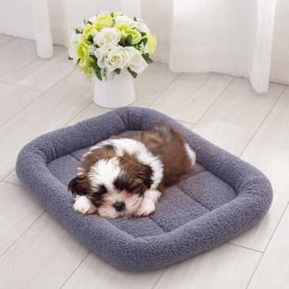 SHENGOCASE 4-Pack 10.6" L x 17" W Rectangular Teddy Fleece Cat Bed Cushion with Bolster for Cat and Small Dog, Anti-Skip Bottom, Machine Washable