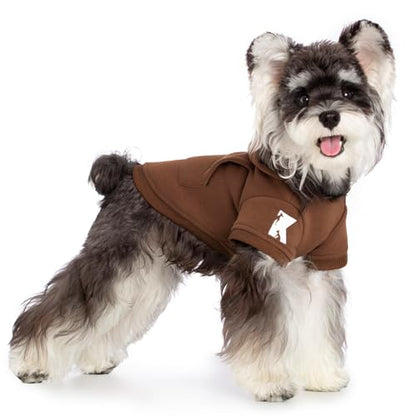 Dog Hoodie & Cat Sweater, Warm Fleece Hooded Soft Winter Sweatshirt for All Breeds, Cozy Pet Clothes, Brown, S - color: Brown, size: S-(2~7lb) | Chest(~13")