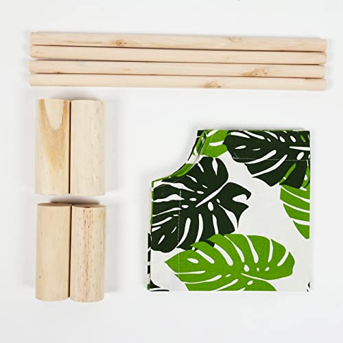 Cat and Dog Hammock Bed for Small Dogs, Brethable Wooden Cat Pet Rabbit Elevated Cooling Outdoor Bed Cots Furniture for Summer Monstera Leaf - color: Monstera Leaf