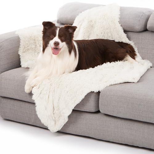 gogobunny Waterproof Dog Blanket for Couch & Furniture Protection - Super Soft Reversible Throw for Large Dogs & Cats, Calming Washable Fur & Sherpa Pet Blanket (40x50 Inch, Cream) - color: Cream, size: 40x50 Inch (Pack of 1)