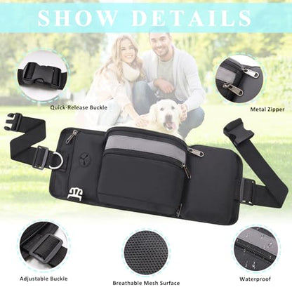 Dog Treat Pouch for Leash Waist Belt Bag, Premium Dog Treat Bag for Dogs Training Puppy Walking Fanny Pack with Divider Zipper Carrier Pocket, Water Bottle Holder, Silicone Insert,Clip,Black - color: black