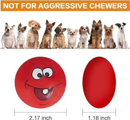 Squeaky Dog Toy Chewing Dog Toys Durable Teething Latex Rubber Soft Interactive Fetch Play Dog Balls with Funny Face for Puppy Small Medium Pet Dog (5PCS) - color: 5 PCS Smile Face