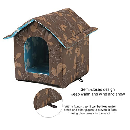 Outdoor Cat House, Cat Houses for Outdoor Cats, Weatherproof Warm and Insulated Cat House with Transparent Curtain Pet House, Stray Cats Shelter (Shabby Chic, Small-Houses) - style: Shabby Chic