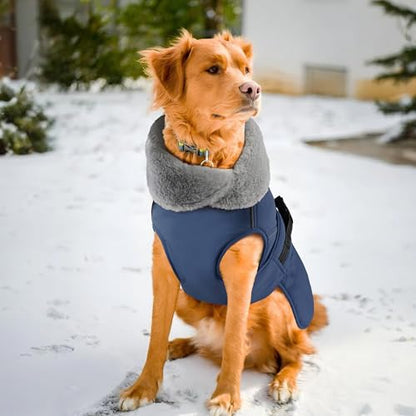 Dog Coat Small, Windproof Dog Jacket with Warm Fleece Lining, Thickened Collar Dogs Winter Coat, Adjustable Reflective Pet Coats for Cold Weather (Navy Blue, Small) - color: Navy Blue, size: Small