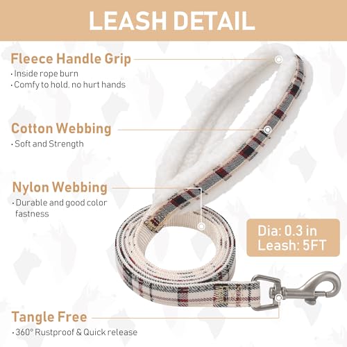 Small Dog Harness Collar and Leash Set, Step in No Chock No Pull Soft Mesh Adjustable Dog Vest Harnesses Plaid Reflective for Dogs Puppy Cats Kitten Rabbit (Warm Beige, XXS) - color: Warm Beige, size: XXS