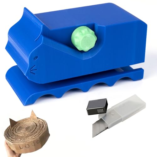 Cardboard Cutter for Cat Scratchers with 10pcs Blade,3D Printed Card Board Cutter Kids DIY Cat Scratchers Cardboard Strip Tool Machine for Cat Lovers (Blue) - color: Blue