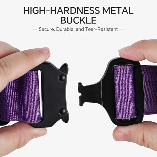Tactical Thick Dog Collar, Adjustable Training Nylon Dog Collar, Heavy Duty Metal Buckle & Control Handle for Small Medium Large Dogs (L, Purple) - color: Purple, size: L