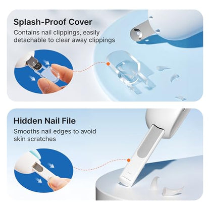 Potaroma Cat Nail Clipper with Adjustable 3-Size Trimming Hole & Hidden Nail File | Safe Toenail Trimmer for Kittens & Indoor Cats | Anti-Splash Claw Cutter for Grooming (Blue)