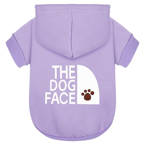 Paiaite Purple Chihuahua Dog Hoodie: Keep Your Pup Warm and Stylish with a 'The Dog Face' Printed Sweatshirt Pet Clothes, and Sweater Coat All in One Perfect for Winter and Cool Summer Nights! S - color: Purple, size: S-(3~5.5lb) | Chest(~15.7")