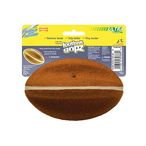 Nylabone Power Play Felt Football Gripz Fetch Toy, Squeaky Ball Chew Toy for Dogs, Medium (1 Count) - size: Medium